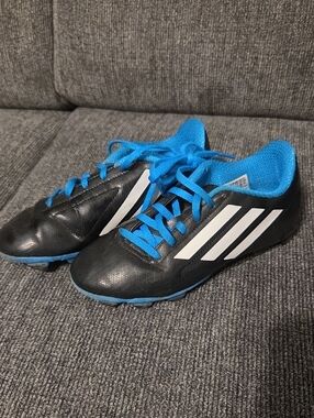adidas Kids Black, Blue & White Soccer Shoes